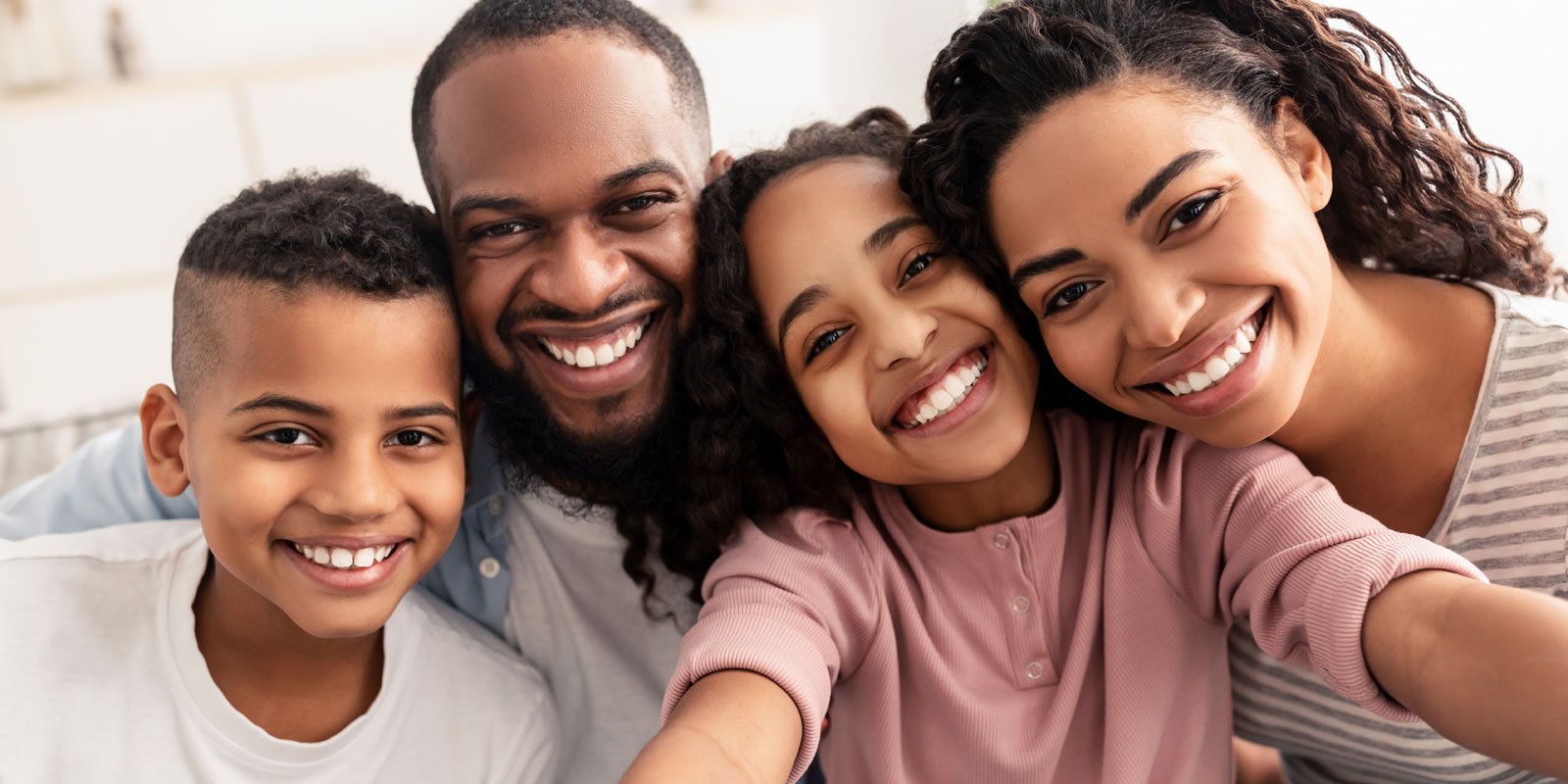 happy family taking selfie